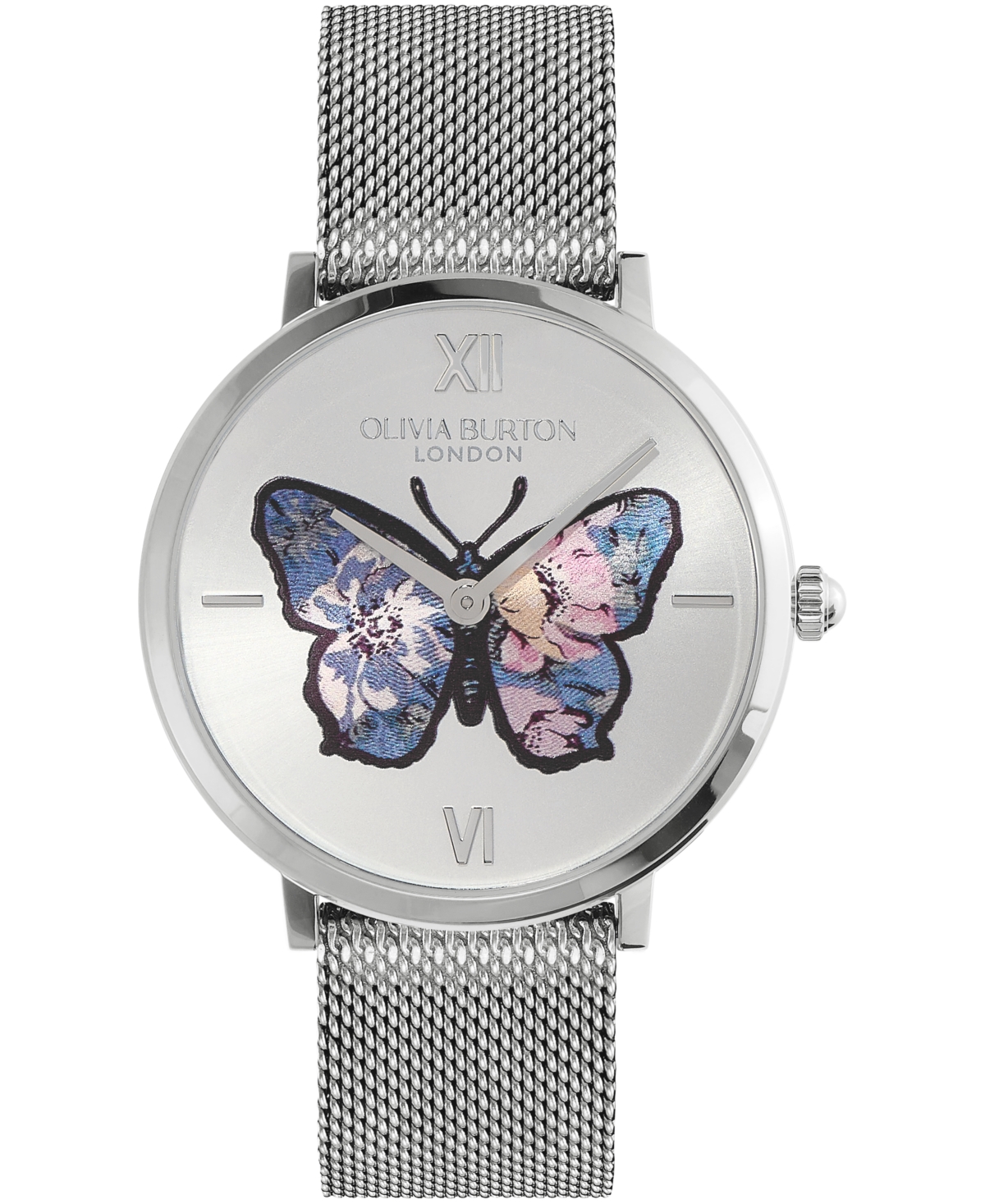 Women's Signature Butterfly Silver-Tone Stainless Steel Mesh Watch 35mm - Silver