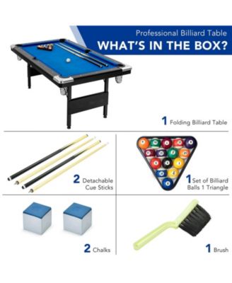 6 Feet Foldable Billiard Pool Table with Complete Set of Balls