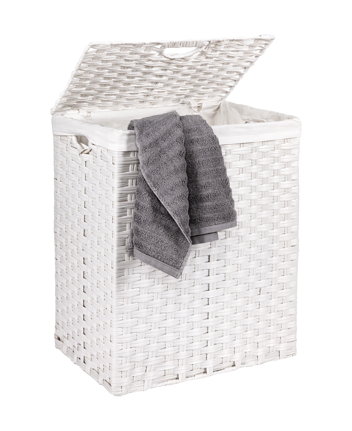 Shop Seville Classics Handwoven Lidded Laundry Hamper In White