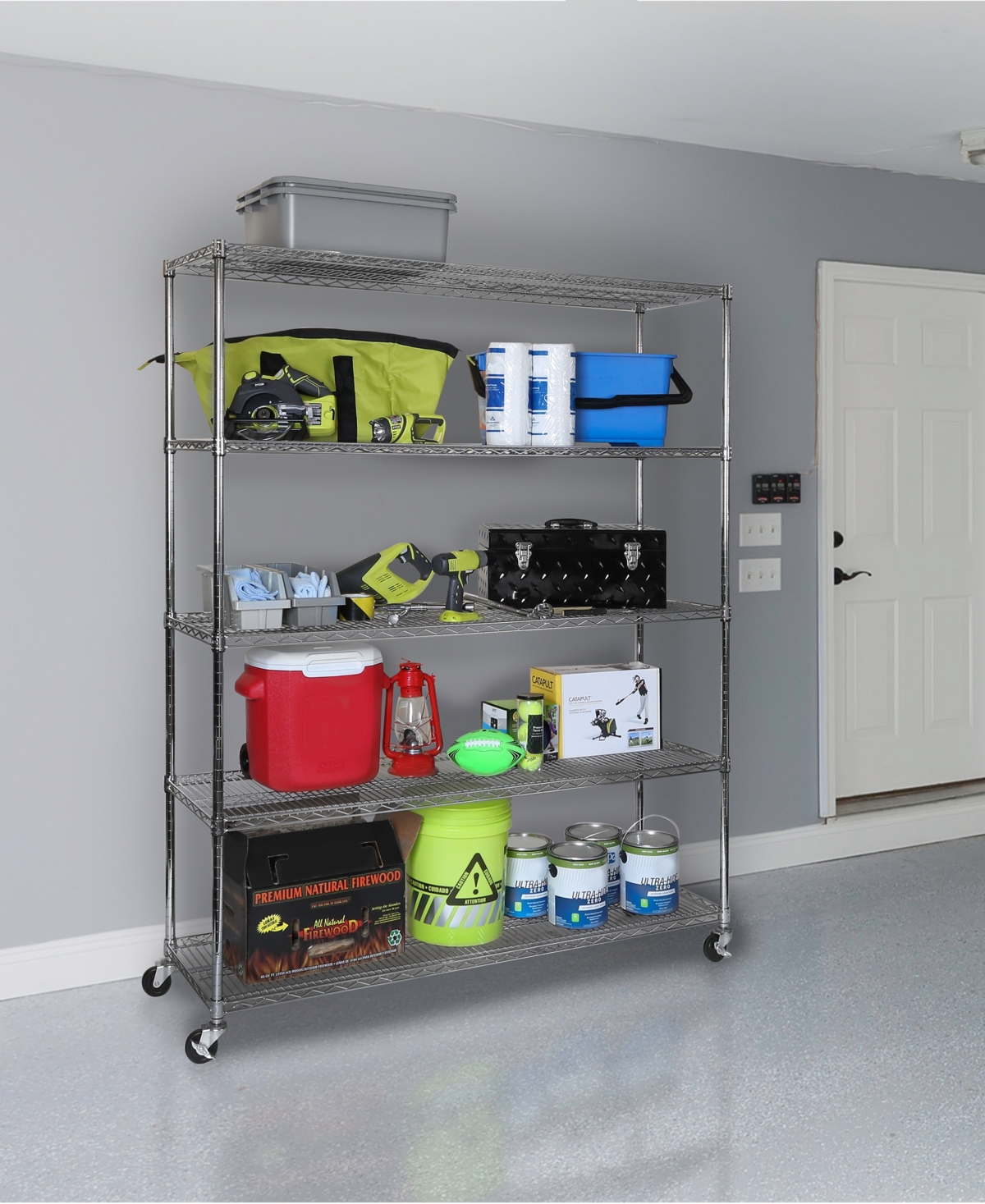 Shop Seville Classics Ultradurable 5-tier Nsf Steel Wire Shelving System, 60" W X 18" D X 72"-76" H