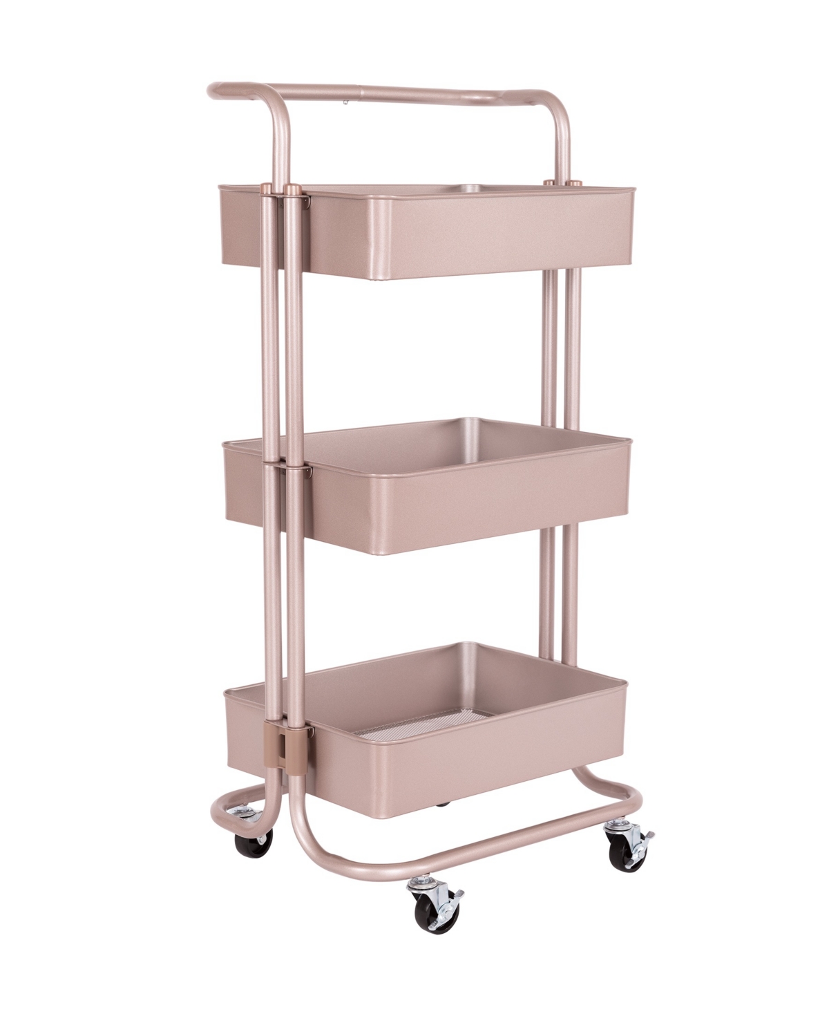 Shop Seville Classics 3-tier Steel Cart With Handle In Rose Gold