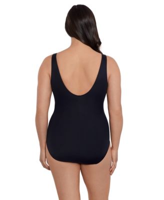 Women's Whoopsie Daisy Side Tie Draped Surplice Long Torso One-Piece Swimsuit