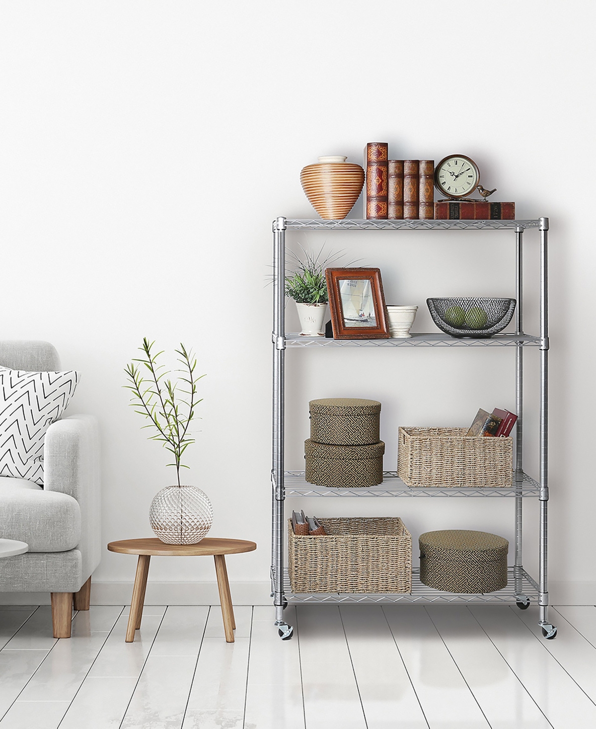 Shop Seville Classics Ultradurable 4-tier Nsf Steel Wire Shelving System In Chrome