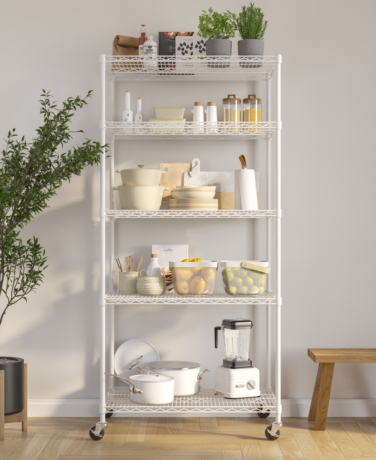 Shop Seville Classics Ultradurable 5-tier Nsf Steel Wire Shelving System In White