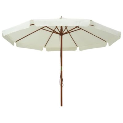 Garden Parasol with Wooden Pole 129.9" Sand White