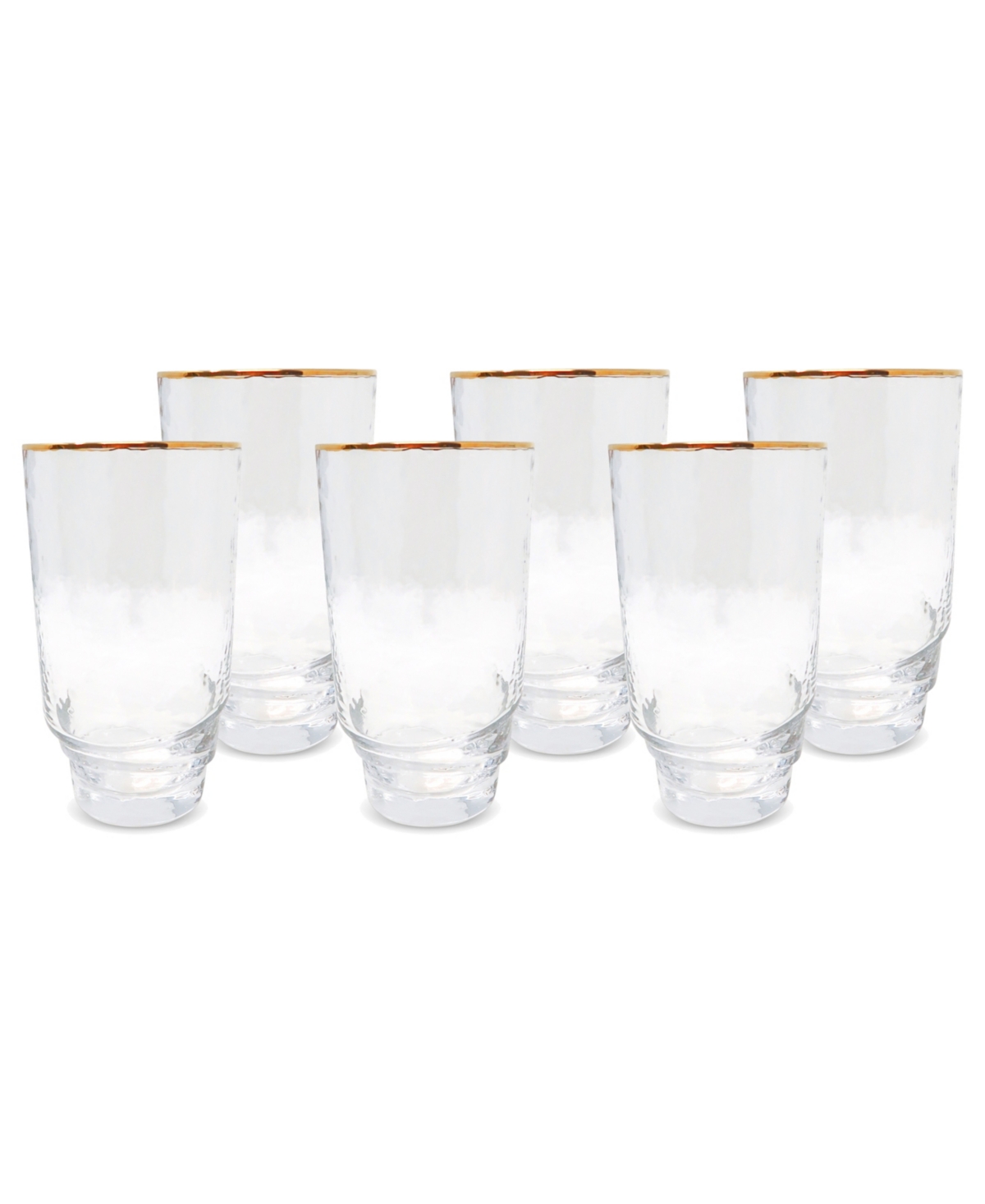 Shop Vivience Shaped Bottom Rim Highball Glasses, Set Of 6 In Clear,gold