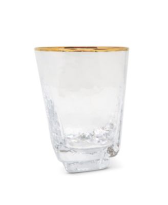 Square Shaped Rim Hammered Tumbler Glasses, Set of 6