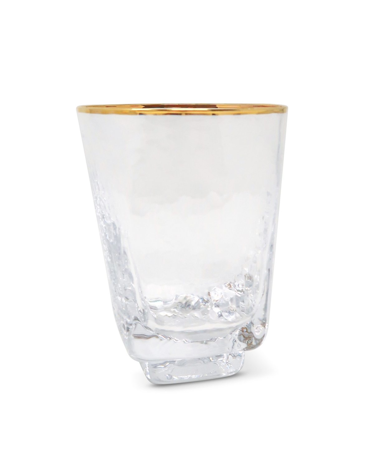 Vivience Square Shaped Rim Hammered Tumbler Glasses, Set Of 6 In Clear,gold