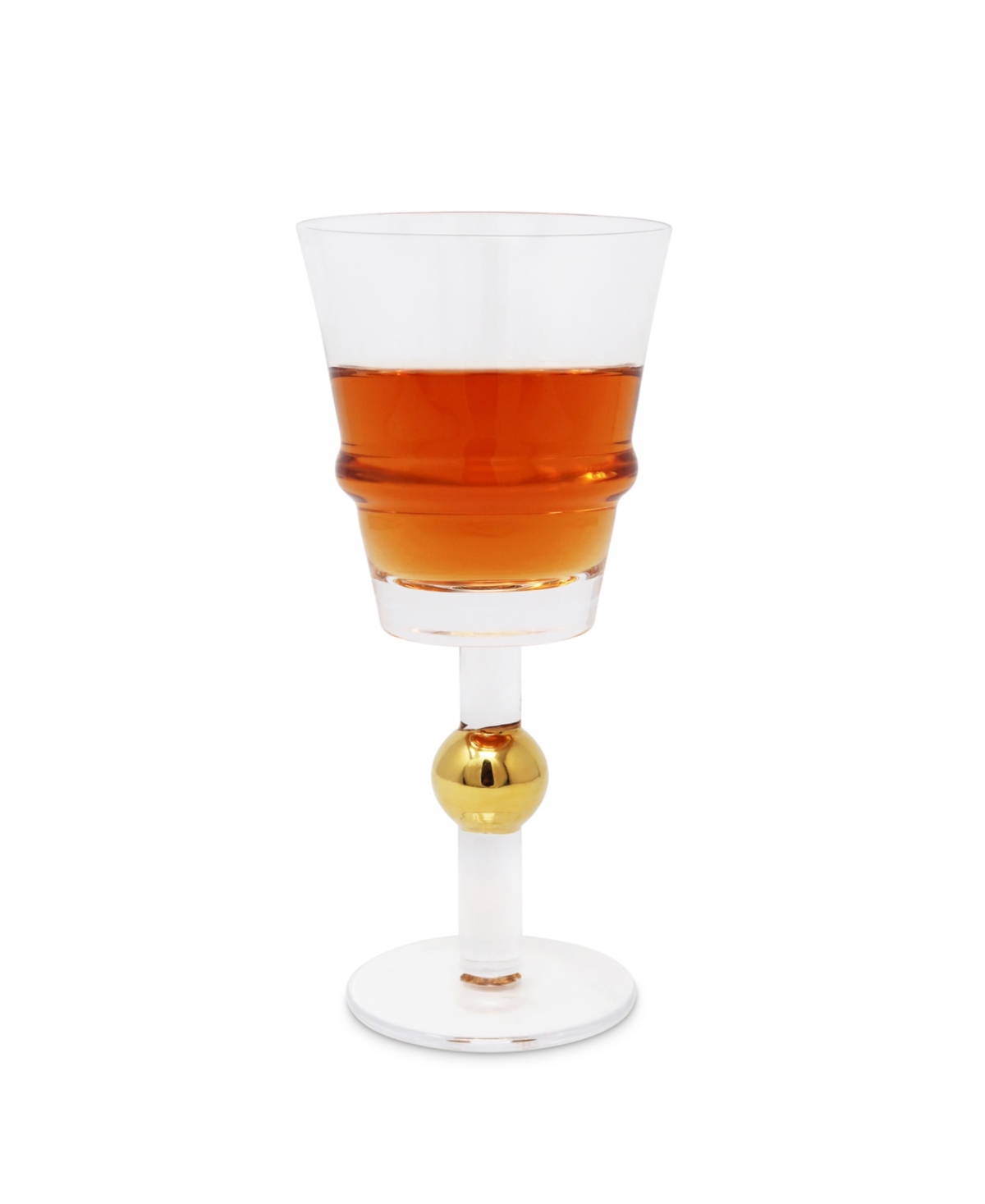 Vivience Ball On Stem Wine Glasses, Set Of 6 In Clear,gold