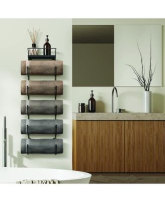 Wall Mounted Towel Rack With Shelf - White