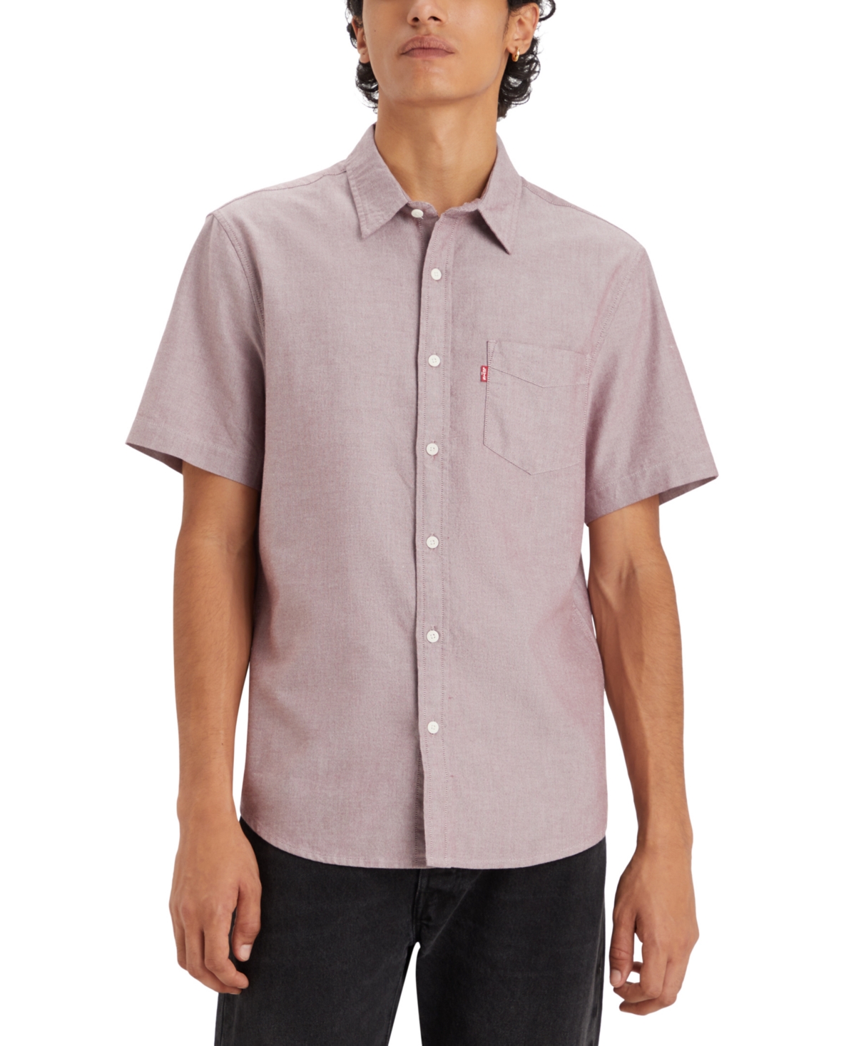 Levi's Men's Classic 1 Pocket Short Sleeve Regular Fit Shirt In Red Mahoga