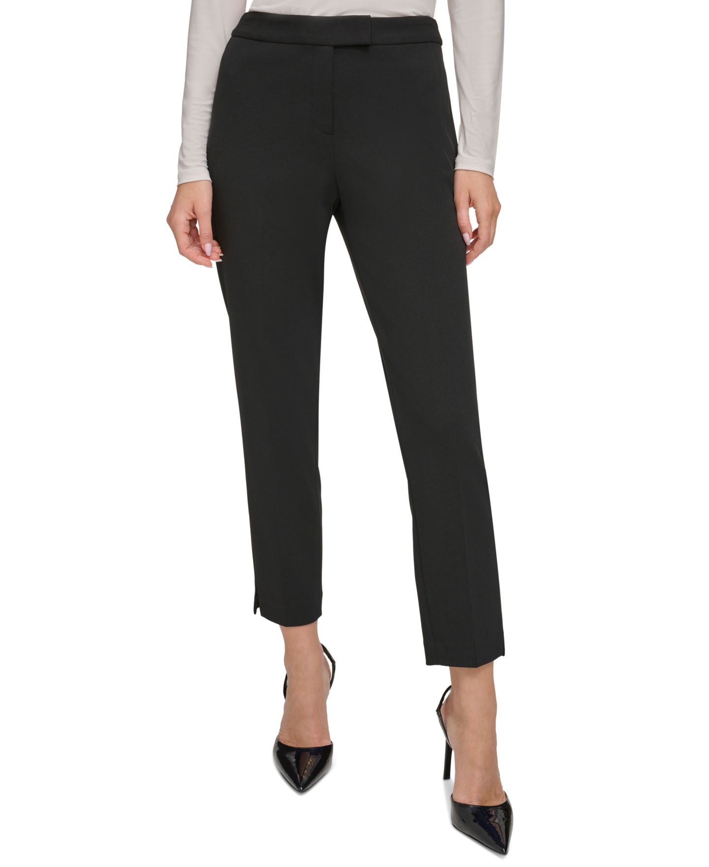 Женские брюки DKNY Essential Slim Leg Ankle, цвет: Чёрный — фото 1