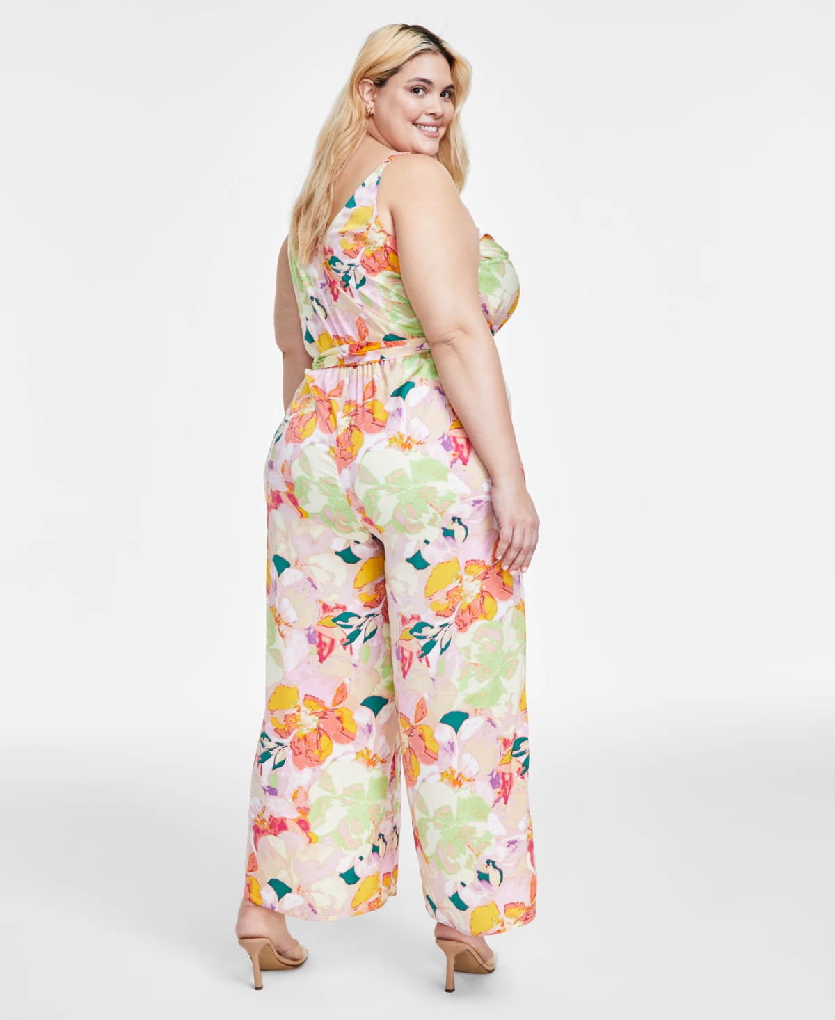 Bar Iii Women's Trendy Tie-Waist Wide-Leg Adjustable-Strap Jumpsuit, Created for Macy's