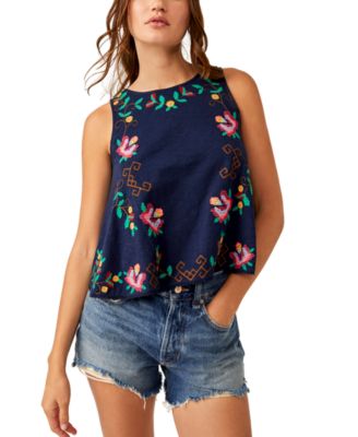 Free People - Women's Cotton Sleeveless Embroidered Top