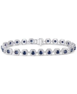 Gemstone & Diamond Halo Hexagon Flex Bracelet