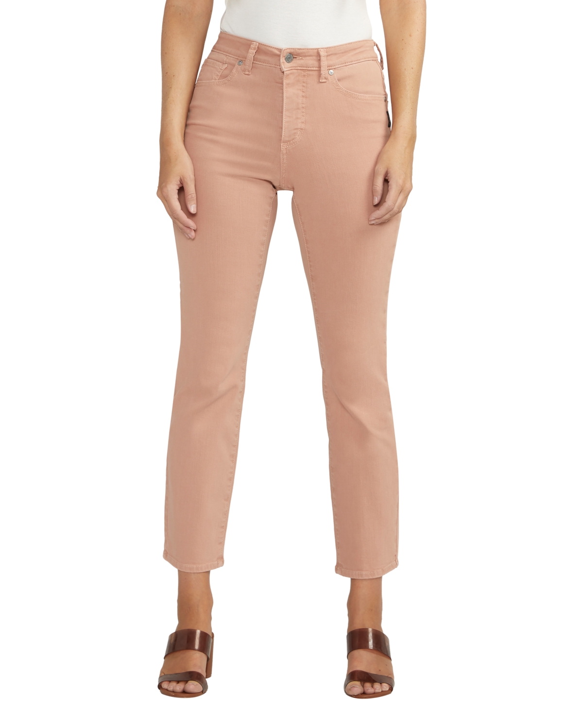 Shop Silver Jeans Co. Women's Isbister High Rise Straight Leg Jeans In Dusty Coral