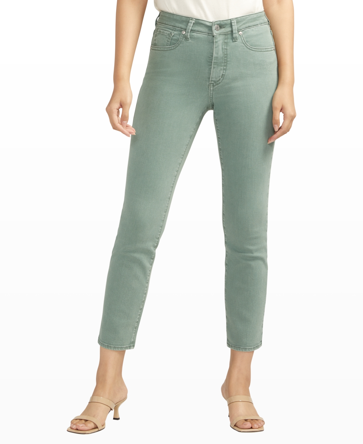Shop Silver Jeans Co. Women's Isbister High Rise Straight Leg Jeans In Sage