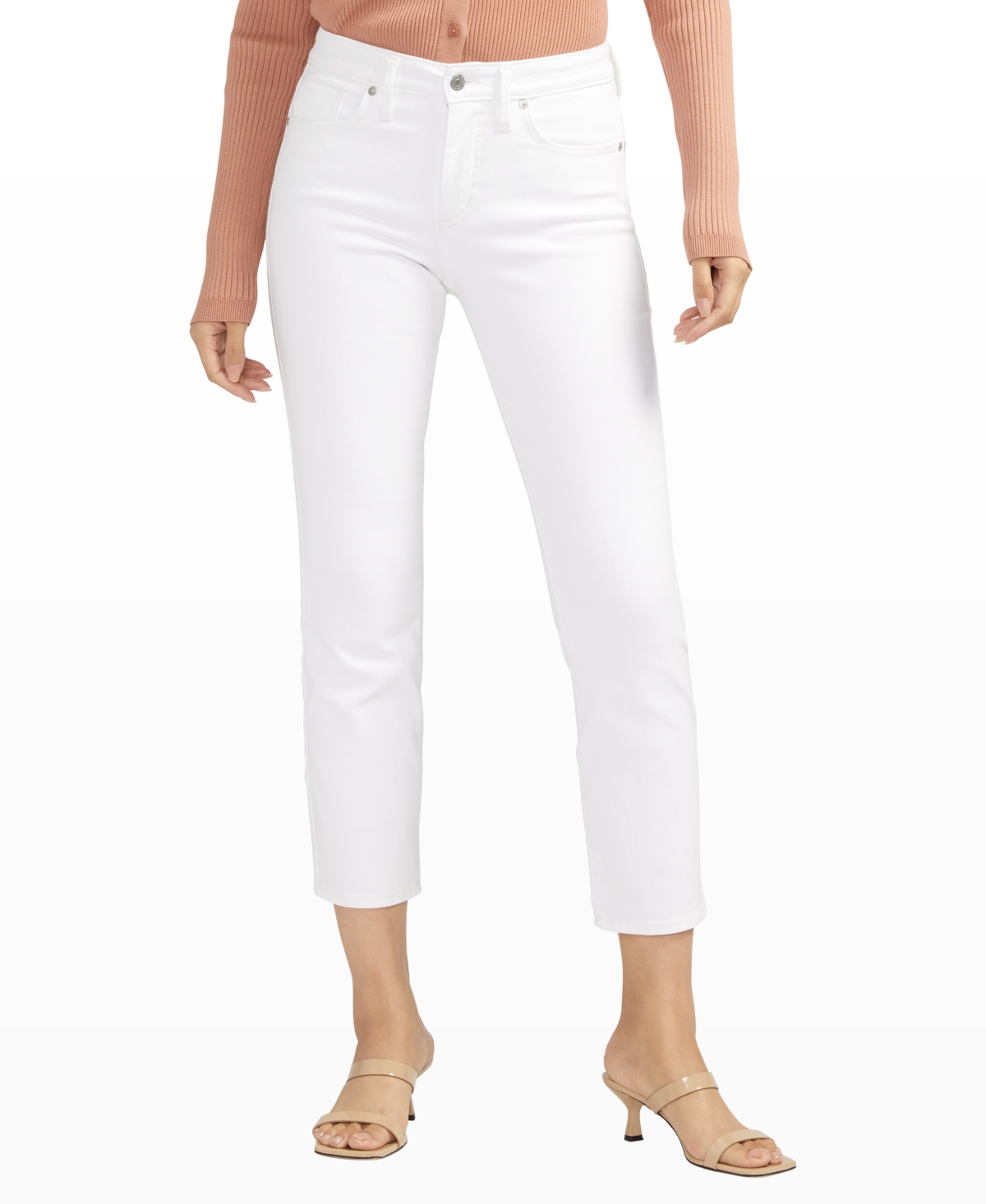 Shop Silver Jeans Co. Women's Isbister High Rise Straight Leg Jeans In White