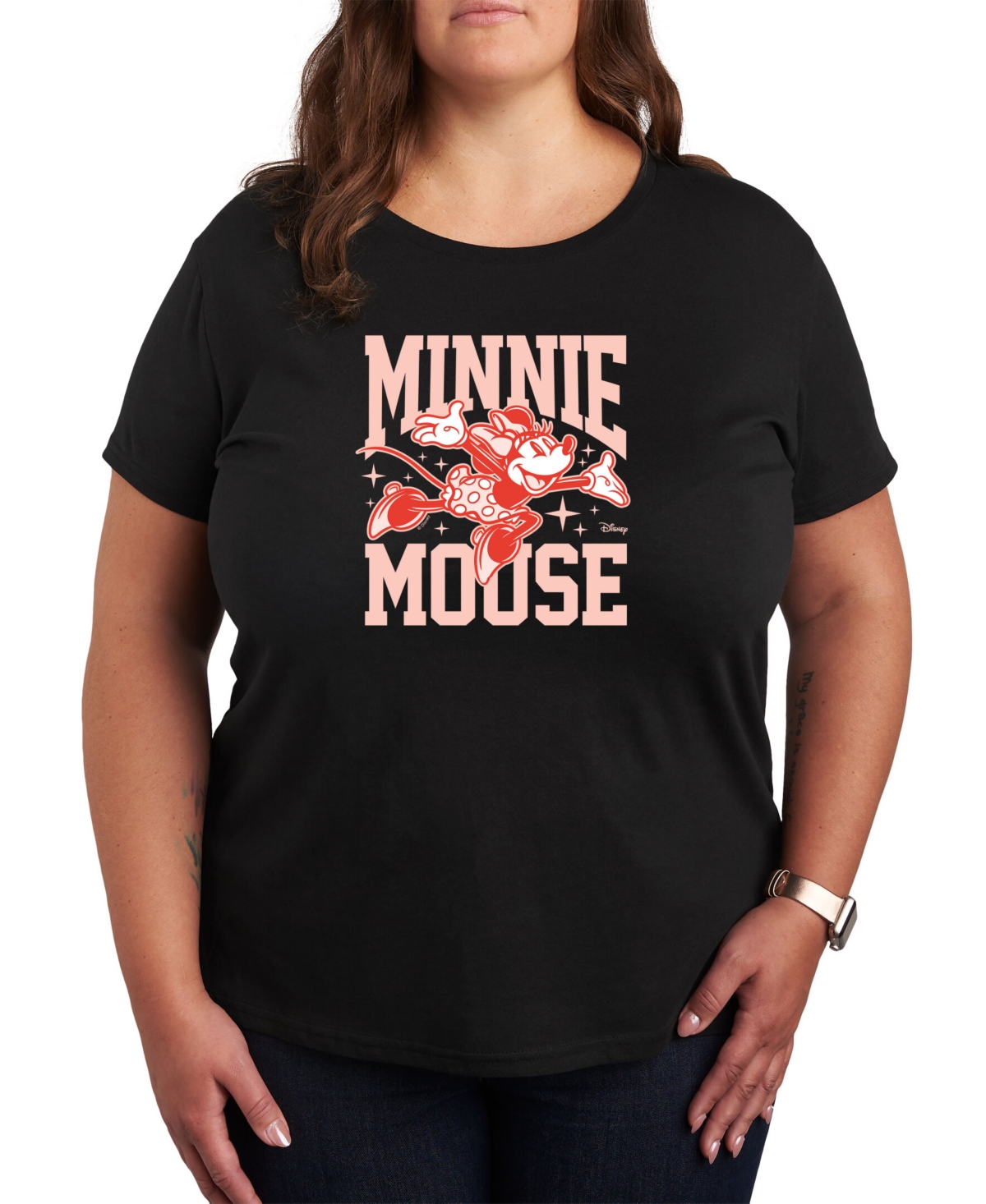 Air Waves Trendy Plus Size Minnie Mouse Graphic T-shirt - Black