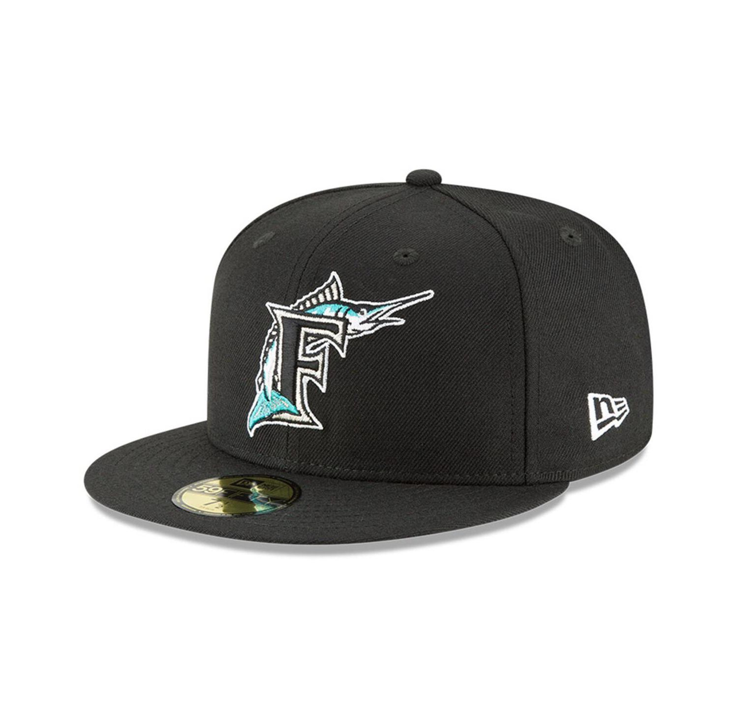 Men's Black Florida Marlins Cooperstown Collection Wool 59FIFTY Fitted Hat