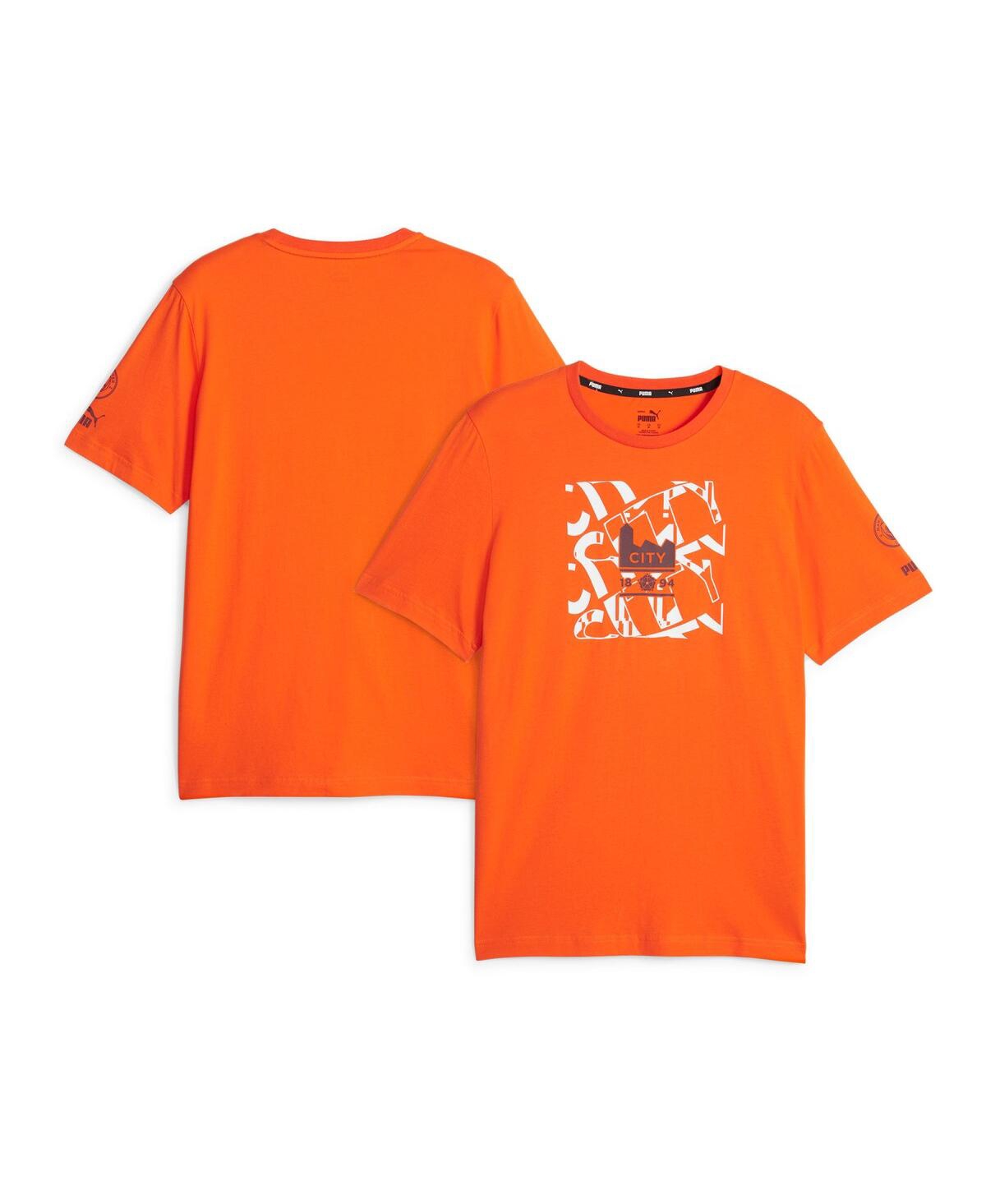 Shop Puma Men's  Orange Manchester City Ftblcore Graphic T-shirt