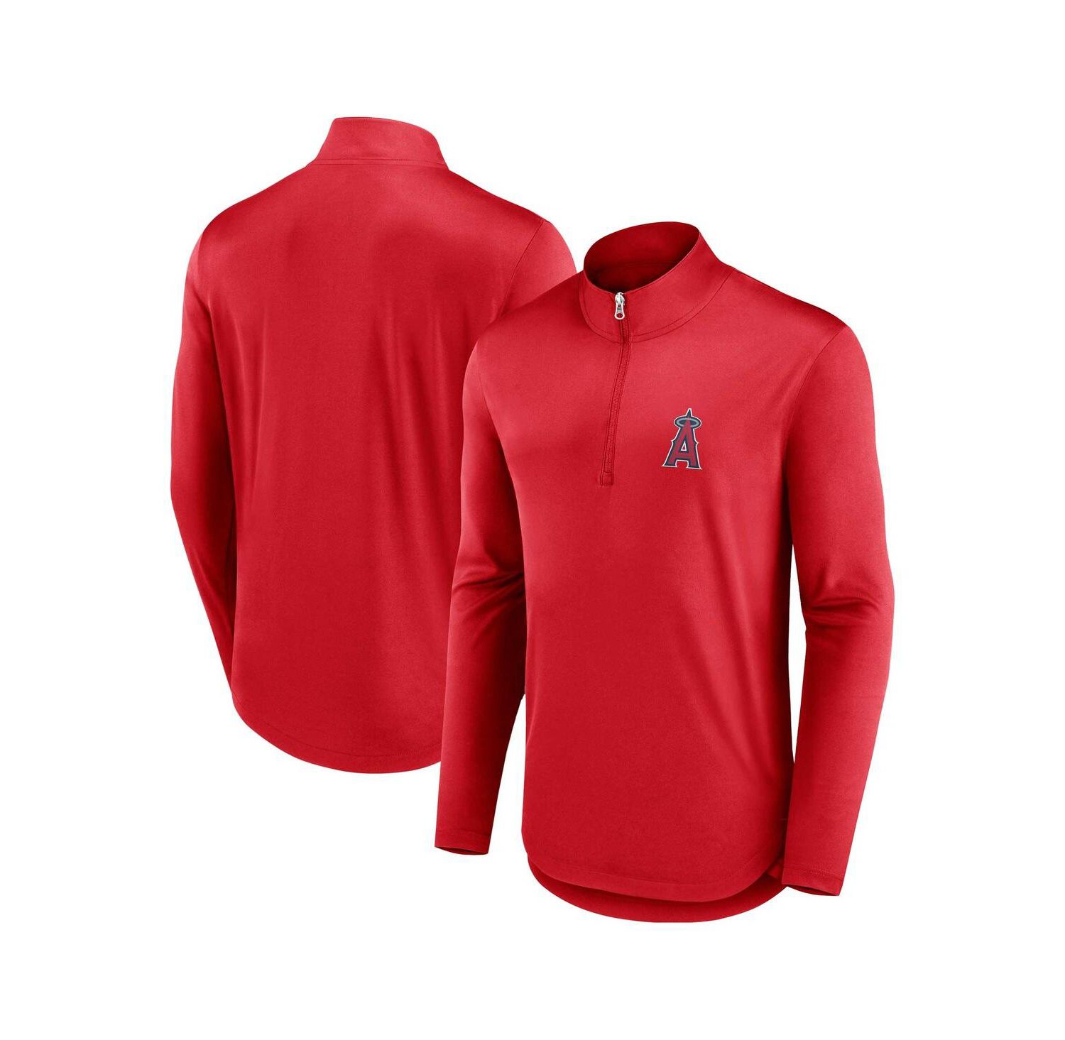 Men's Red Los Angeles Angels Quarterback Quarter-Zip Top