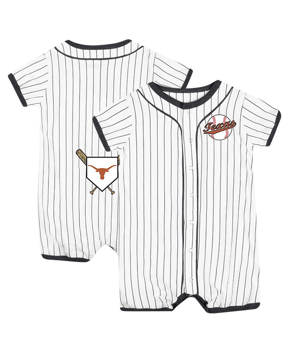 Shop Colosseum Baby Boys And Girls  White Texas Longhorns Pinstripe Dusty Romper