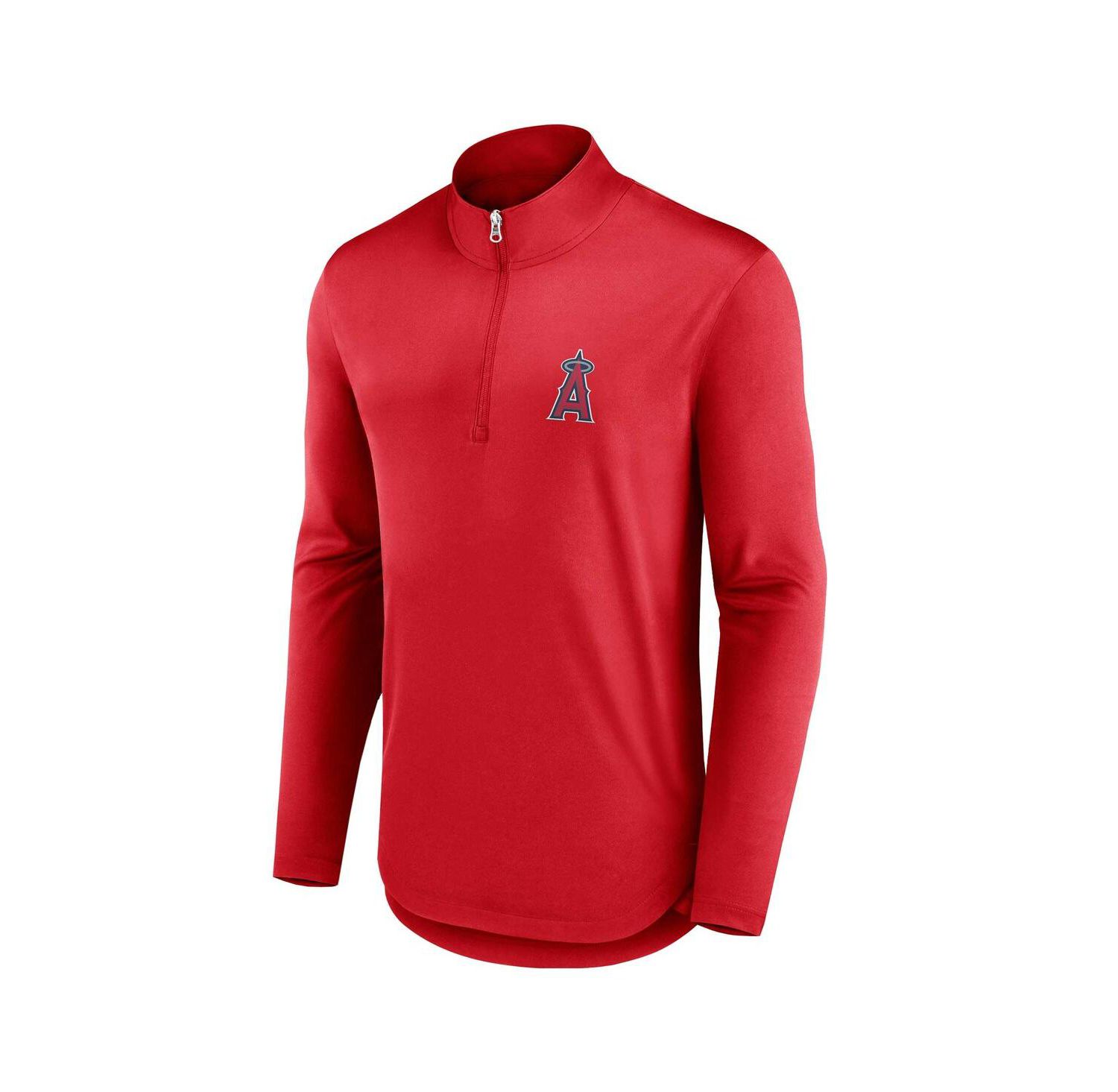 Men's Red Los Angeles Angels Quarterback Quarter-Zip Top