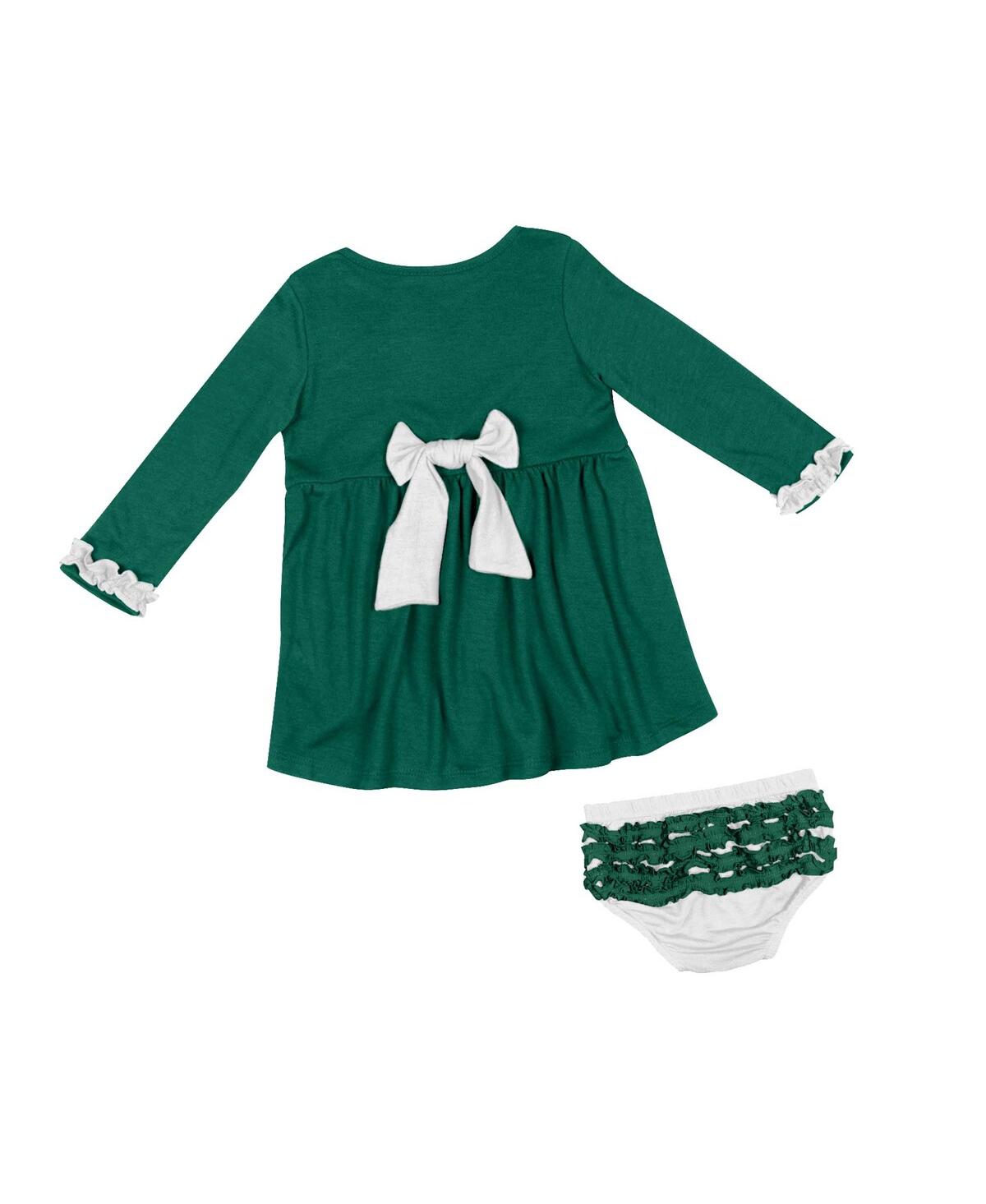 Shop Colosseum Baby Girls  Green Michigan State Spartans Miss Mullins Long Sleeve Dress And Bloomers Set