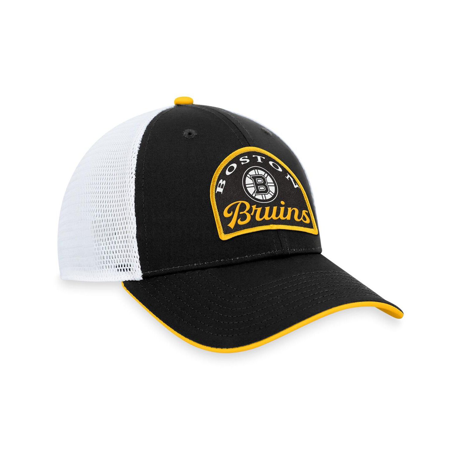 Men's Black, White Boston Bruins Fundamental Adjustable Hat