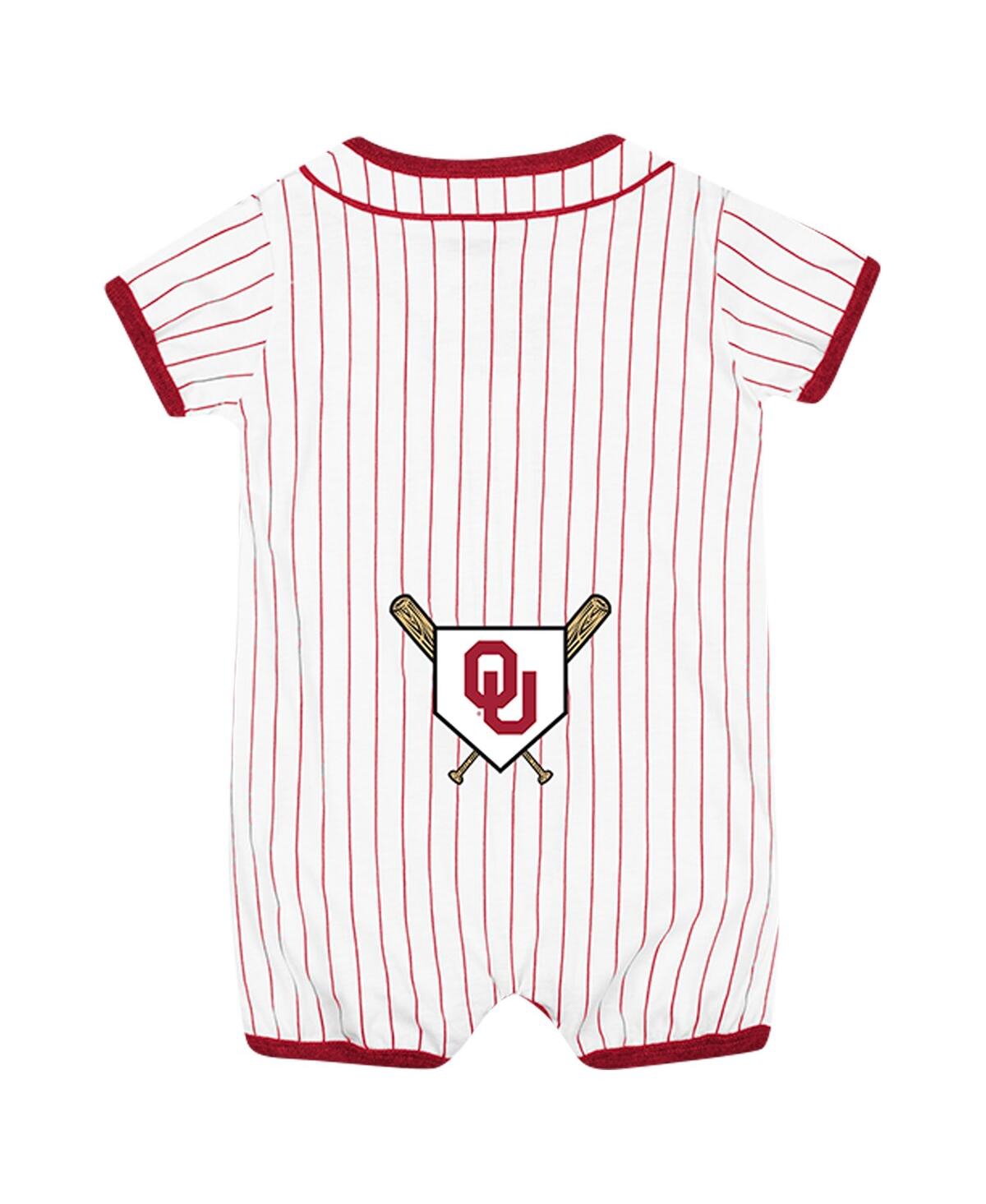 Shop Colosseum Baby Boys And Girls  White Oklahoma Sooners Pinstripe Dusty Romper