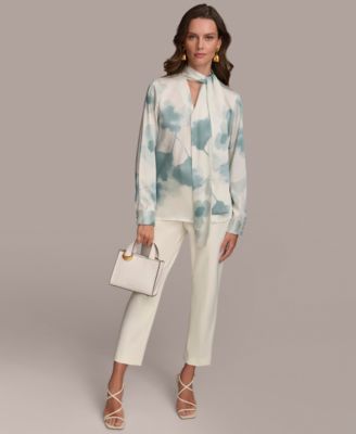 Donna Karan New York Donna Karan Women's Printed Tie-Neck Long-Sleeve Blouse