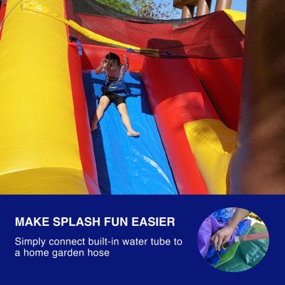 HeroKiddo 15  Pirate Ship Commercial Grade Bounce House Water Slide for Kids and Adults (with Blower), Outdoor Indoor, Wet Dry Use, Big Inflatable, Birthday Party, Rental Quality, All Seasons