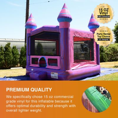 Purplish Commercial Grade Bounce House for Kids and Adults (with Blower), Basketball Hoop, Outdoor Indoor, Birthday Party Rental, Big Inflatable, 13x13