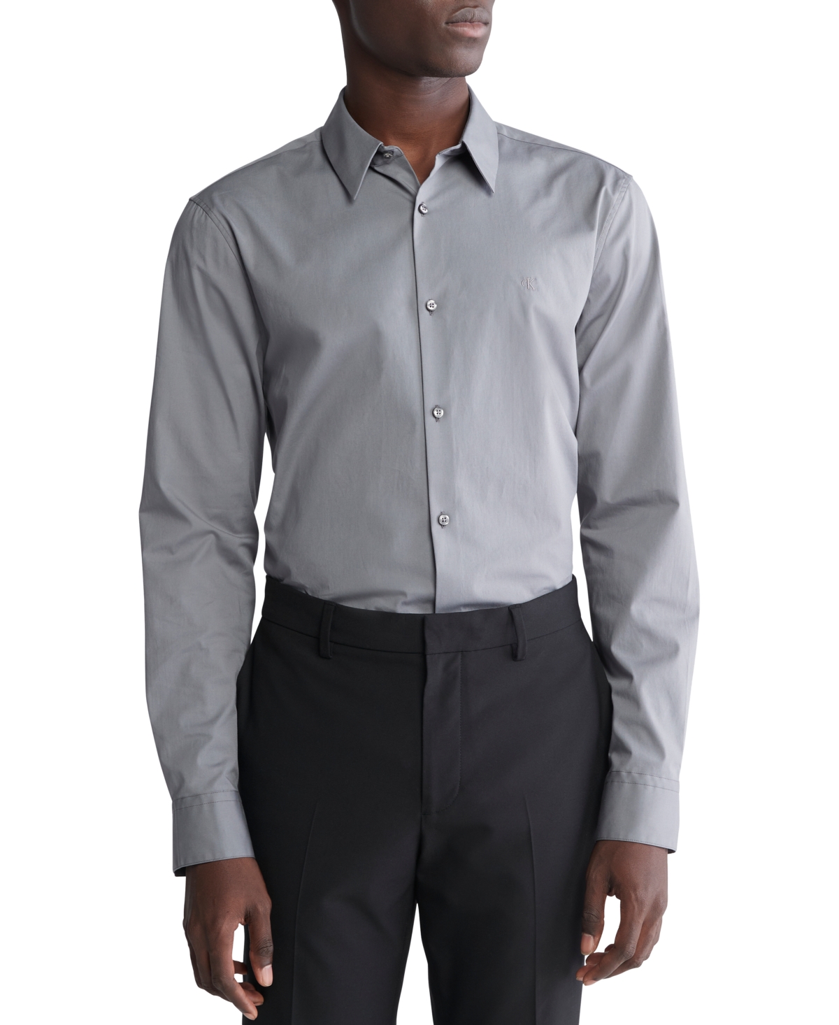 Calvin Klein Men's Slim-fit Refined Button-down Shirt In Gray Shadow