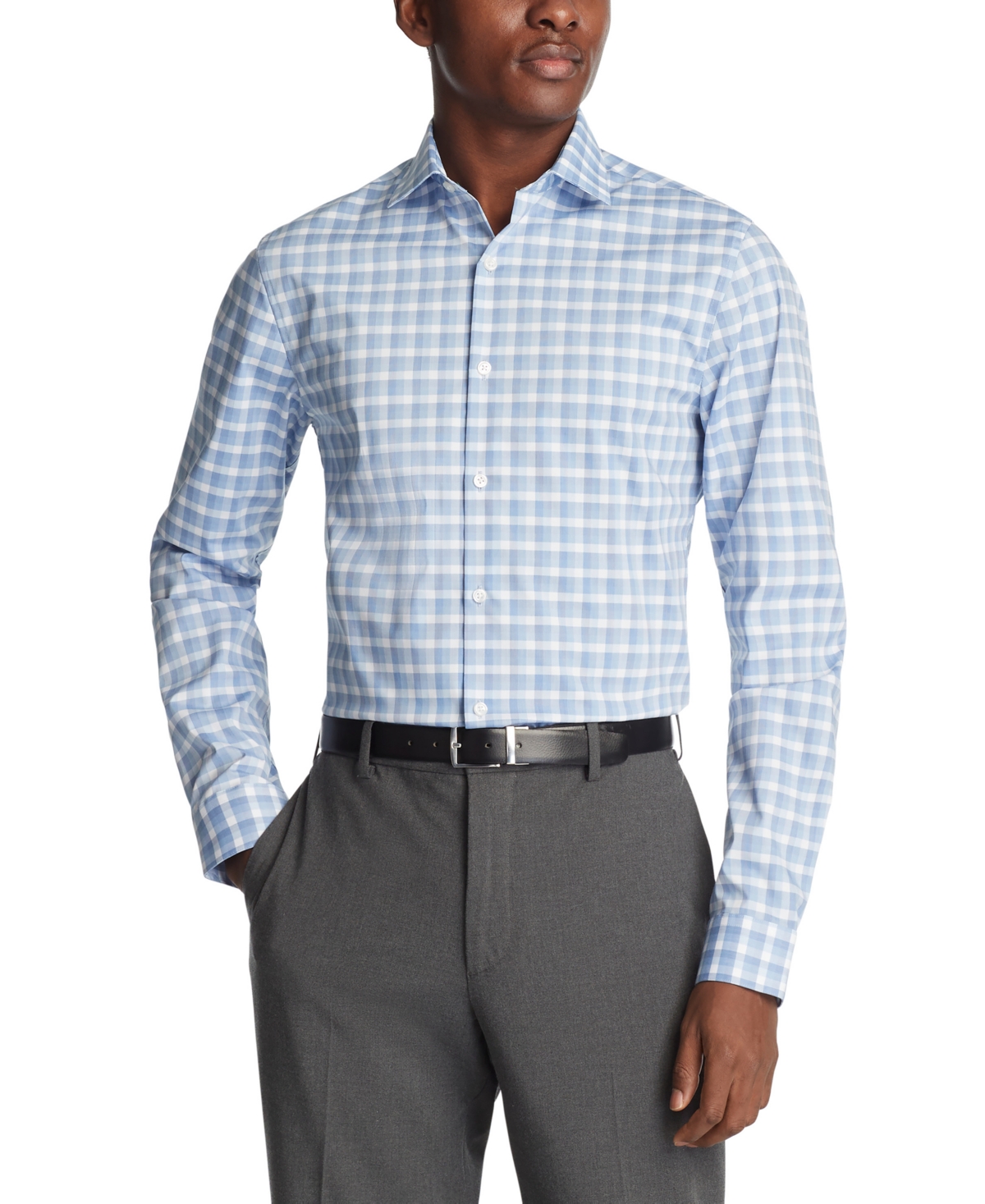 Kenneth Cole Reaction Men's Slim-fit Flex Stretch Dress Shirt In Azure