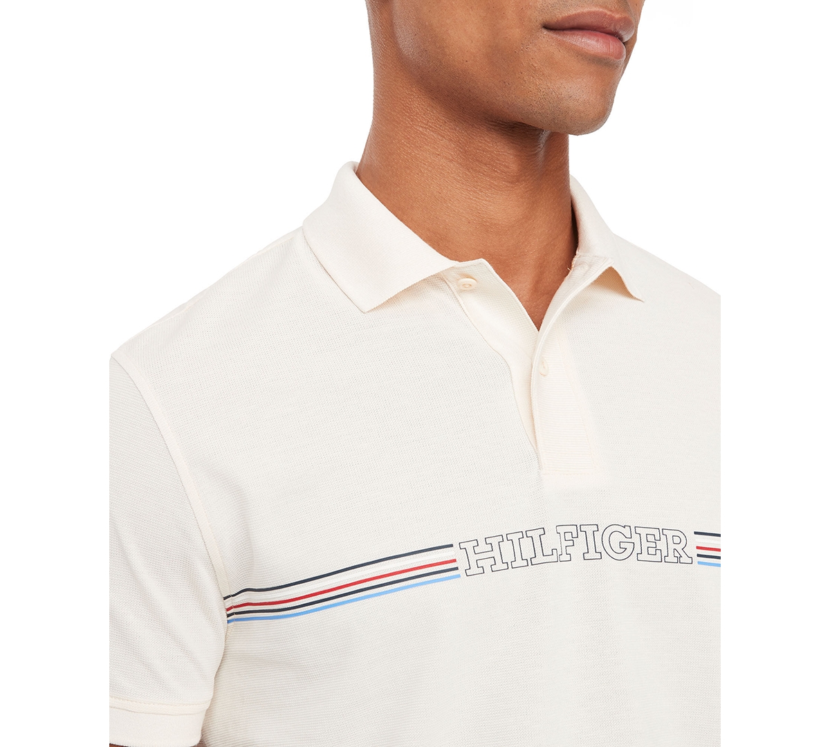 Tommy Hilfiger Men's Striped Chest Short Sleeve Polo Shirt