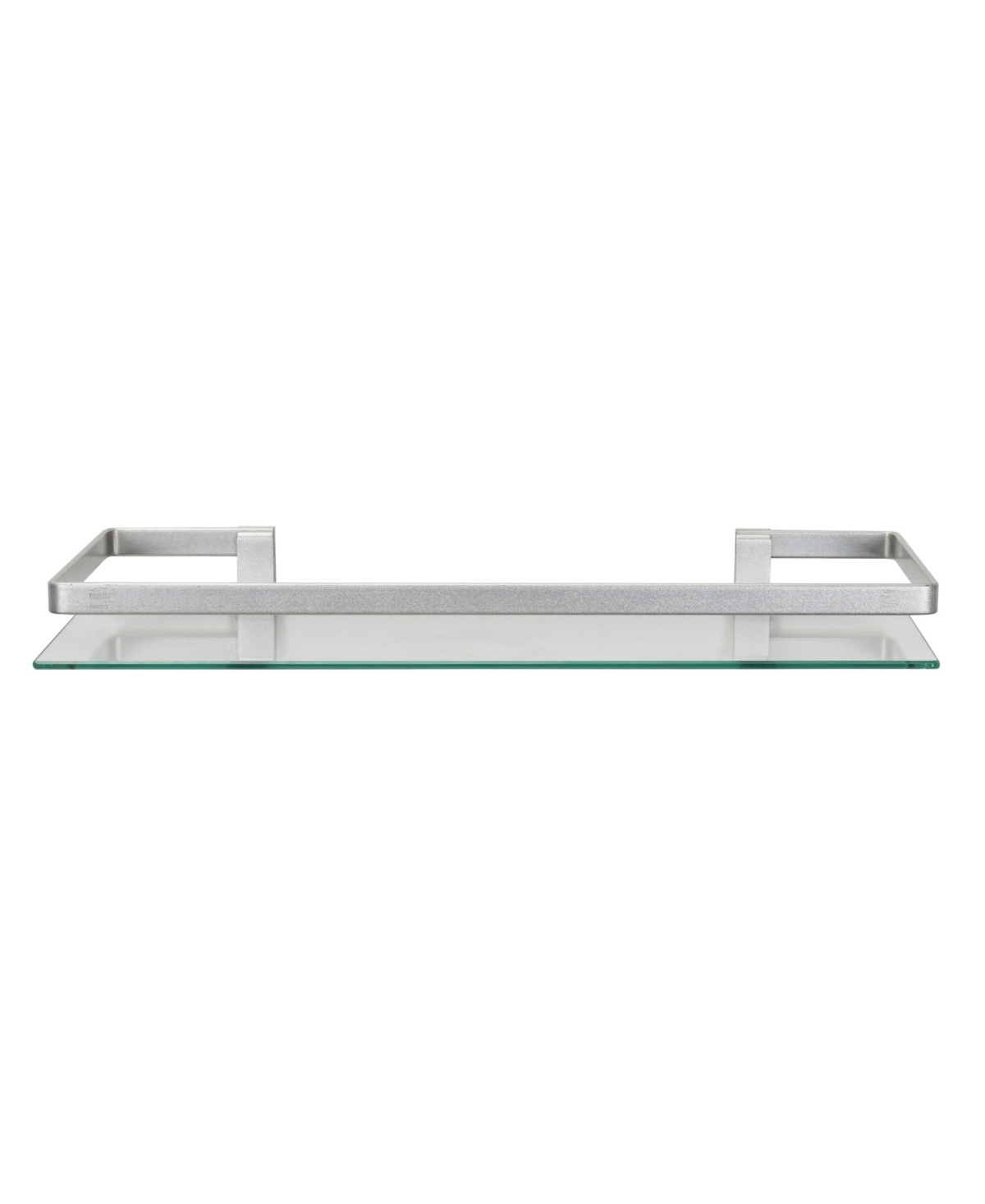 Floating Wall Mount Tempered Glass Bathroom Shelf with Brushed Chrome Rail - Chrome, Glass