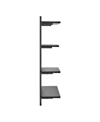 Rhodes 4 Tier Modern Floating Windowsill Wall Shelf Unit with Black Metal Frame and Black MDF Shelves