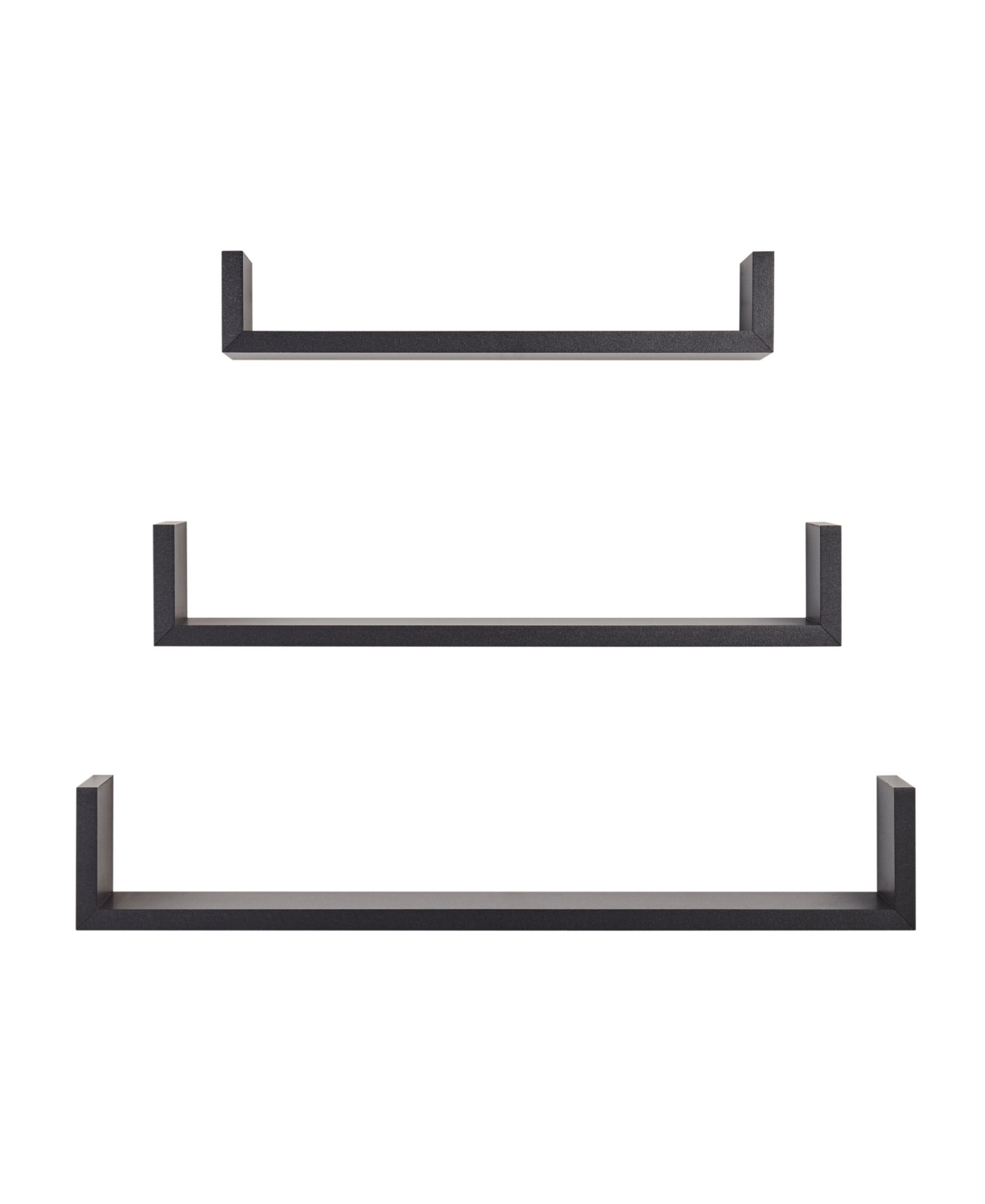 Aalto U-Shaped Floating Wall Shelves, Set of 3 - Black