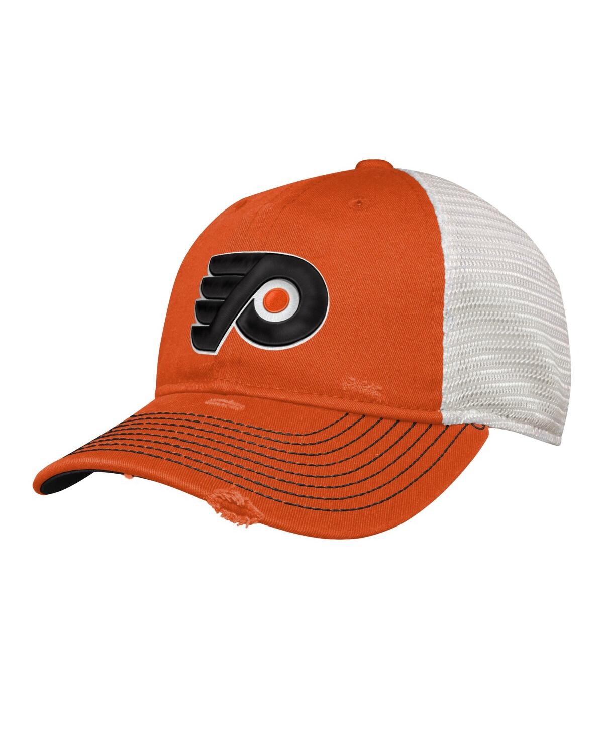 Shop Outerstuff Youth Boys Orange Distressed Philadelphia Flyers Slouch Trucker Adjustable Hat