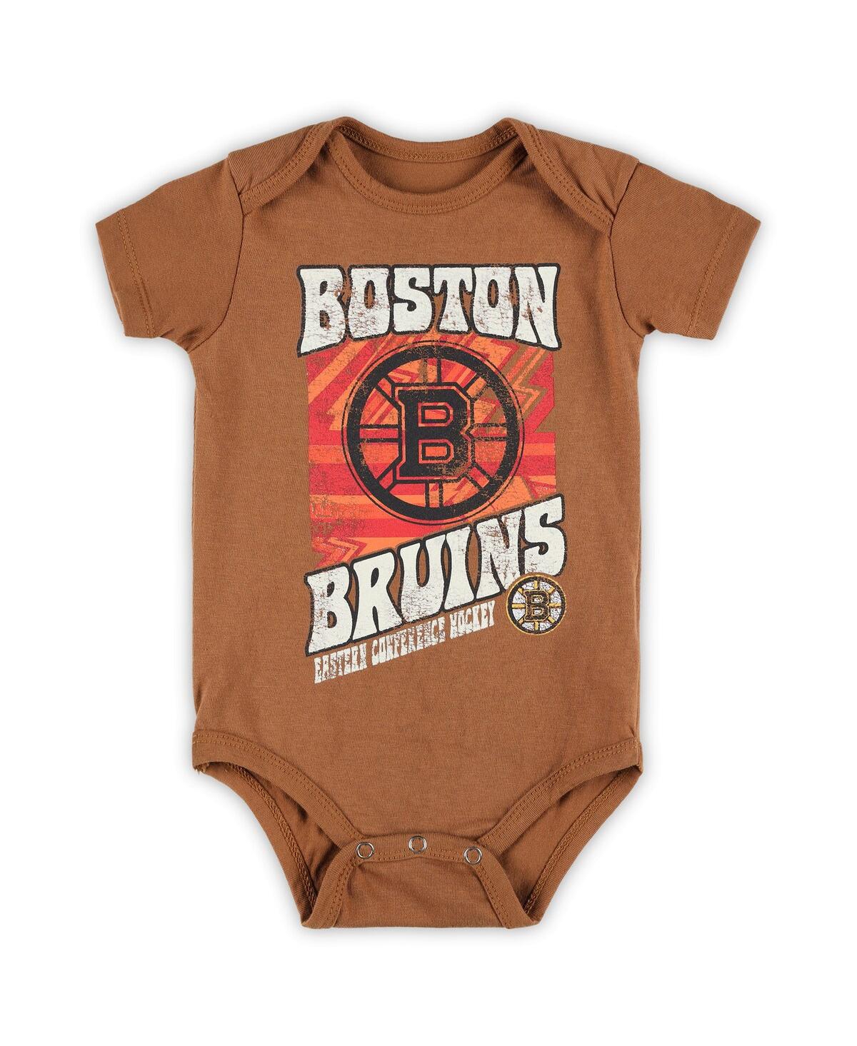 Shop Outerstuff Baby Boys And Girls Brown Distressed Boston Bruins Hip To The Game Bodysuit