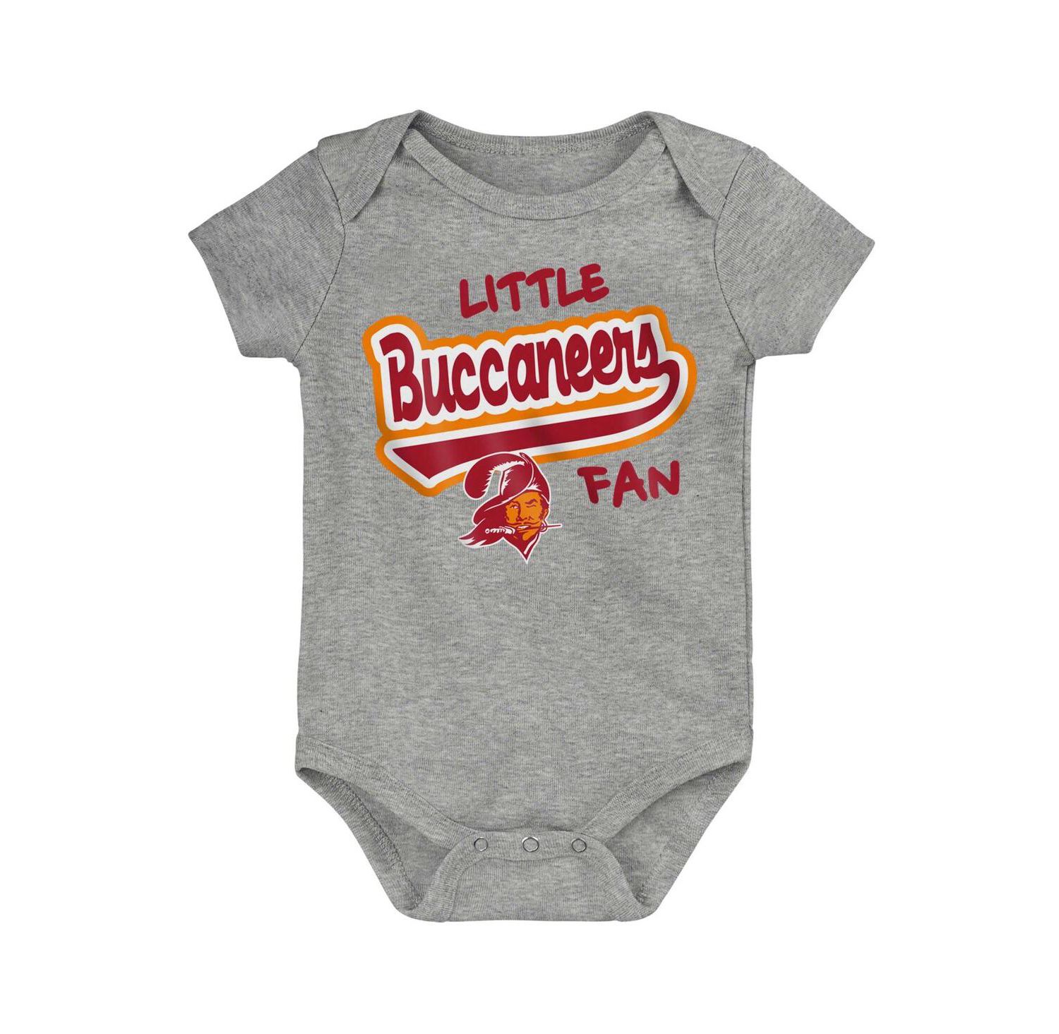 Baby Boys and Girls Heather Gray Distressed Tampa Bay Buccaneers Retro Little Baller Bodysuit