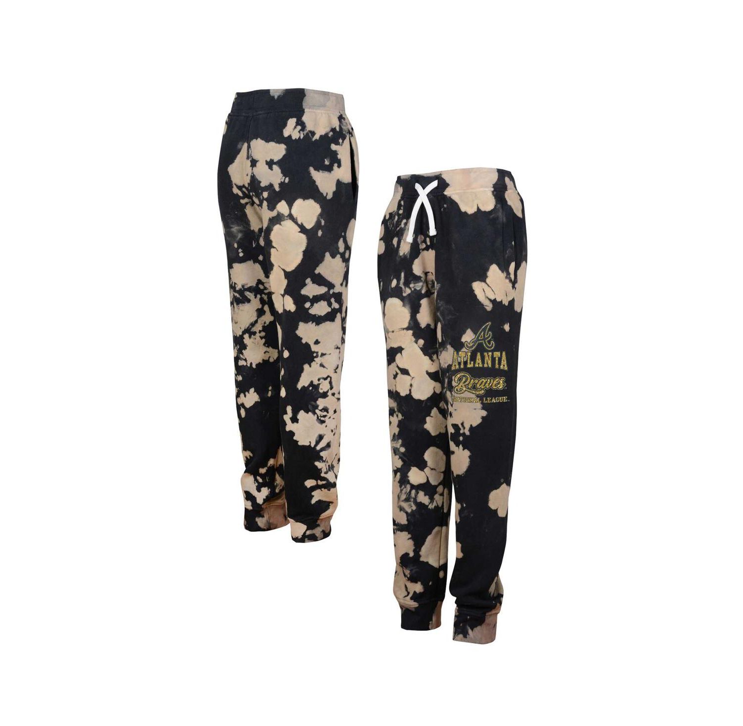 Big Boys Black Distressed Atlanta Braves Lose Yourself Fleece Pants