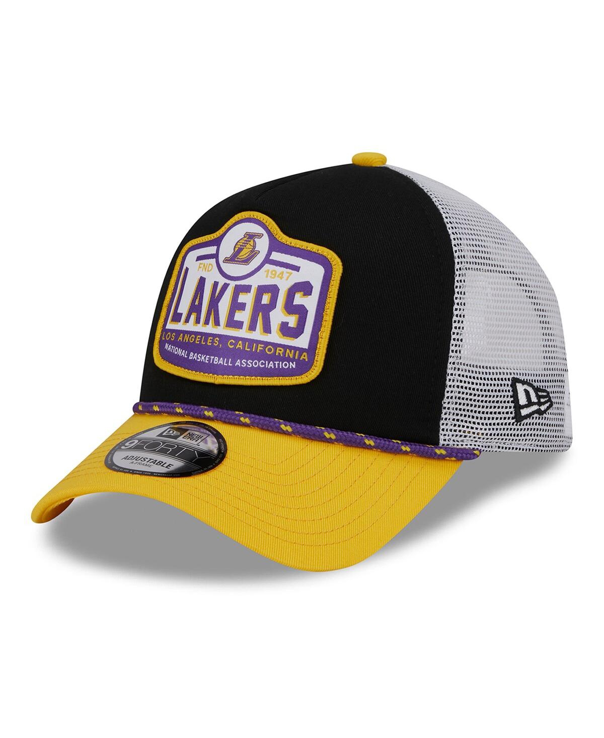 New Era Men's  Black, Gold Los Angeles Lakers 2024 Nba All-star Game A-frame 9forty Trucker Hat In Black,gold