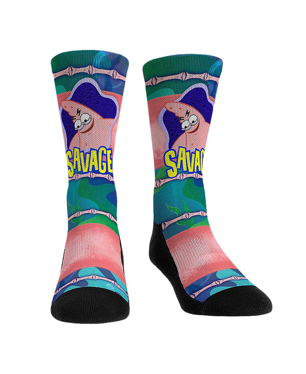 Shop Rock 'em Men's And Women's  Socks Spongebob Square Pants Savage Patrick Showtime Crew Socks In Multi