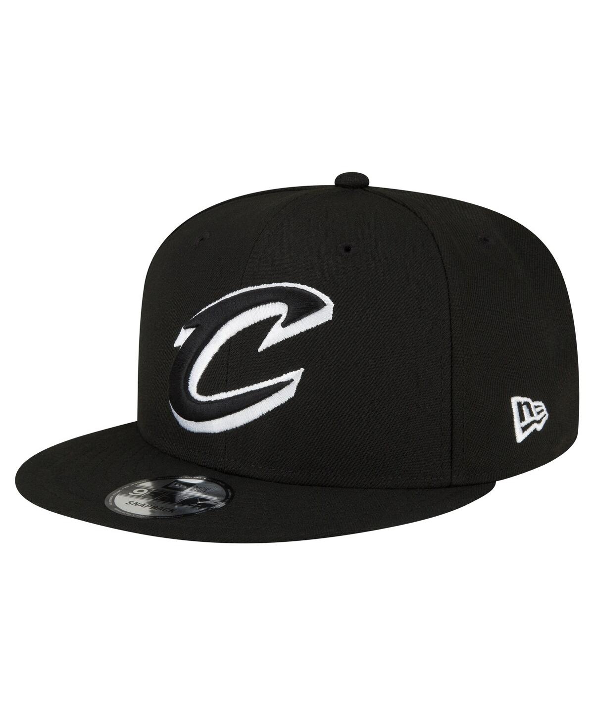 Shop New Era Men's  Cleveland Cavaliers Black And White 9fifty Snapback Hat