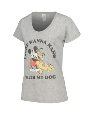 Women's Heather Gray Mickey and Friends Dog Lover Scoop Neck T-shirt