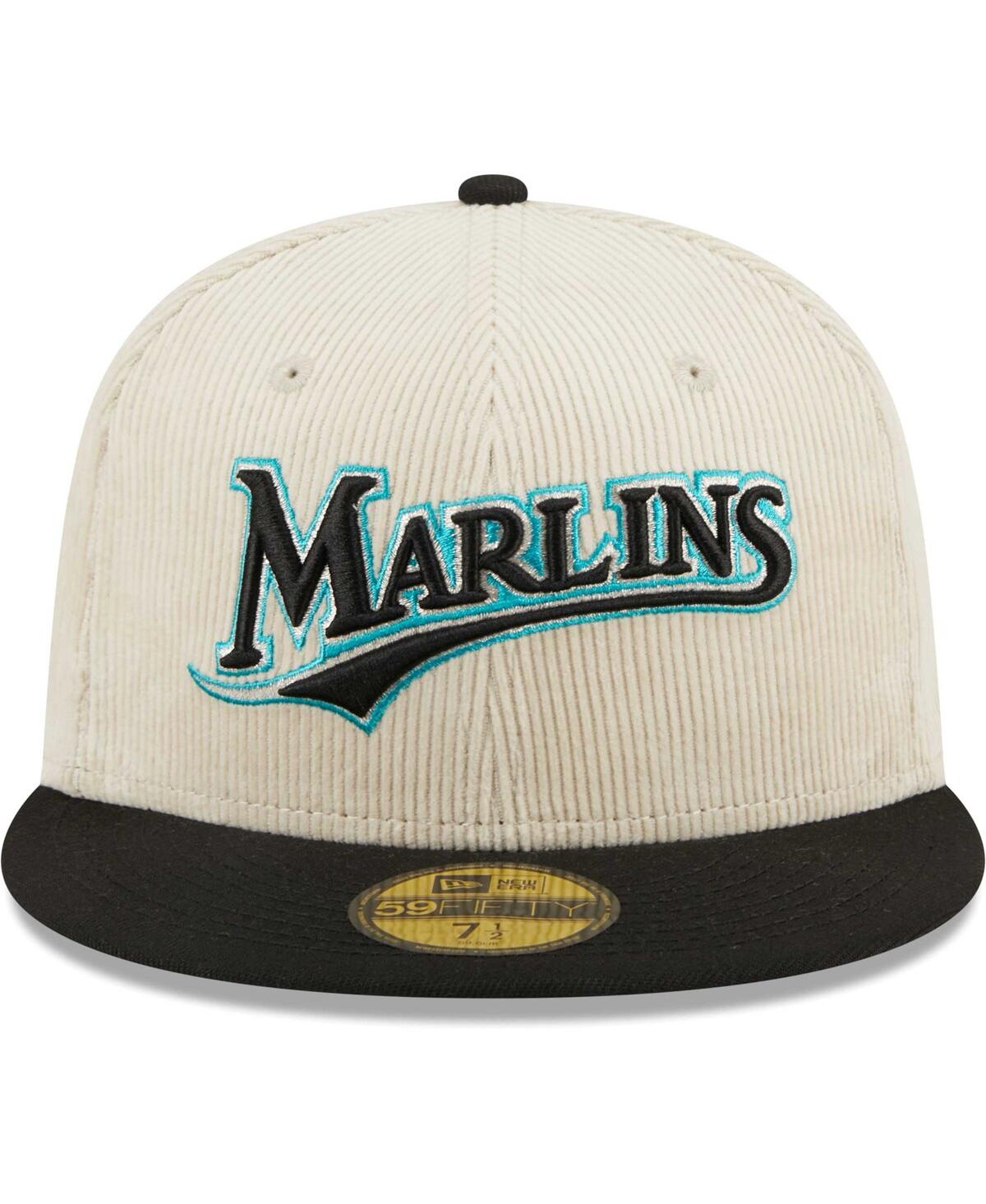 New Era White Florida Marlins Cooperstown Collection Corduroy Classic 59fifty Fitted Hat In White