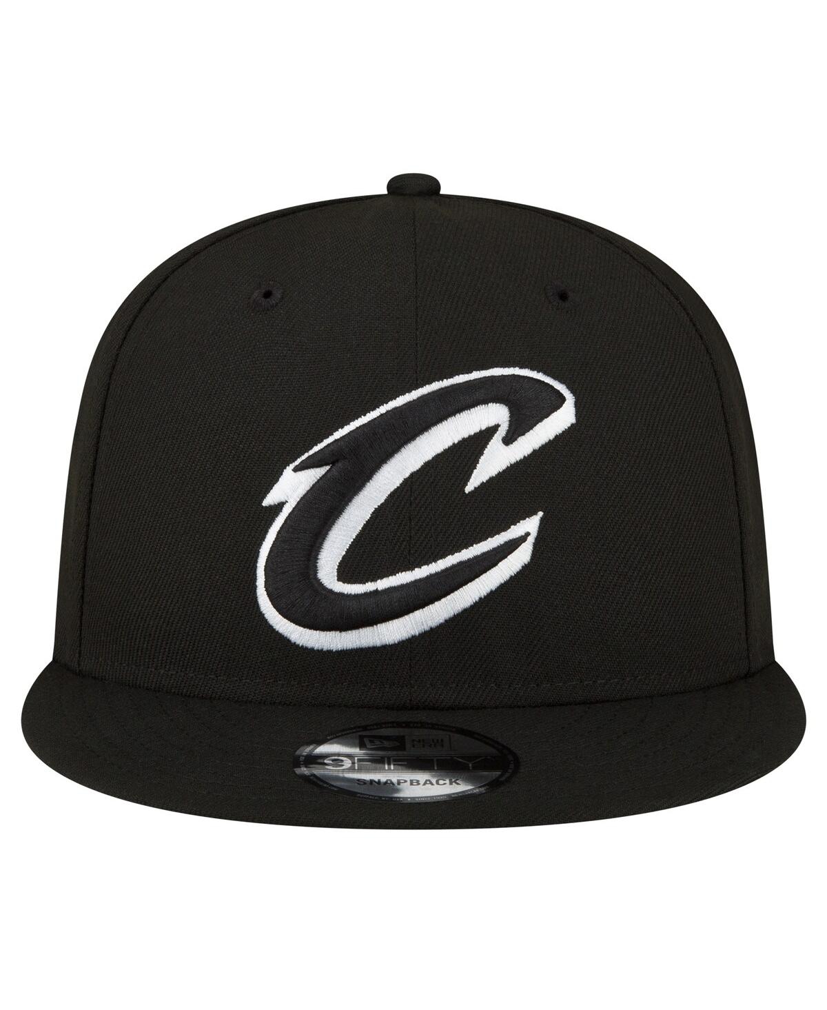 Shop New Era Men's  Cleveland Cavaliers Black And White 9fifty Snapback Hat